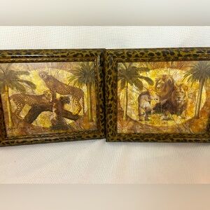 Set of two Wild Kingdom prints by Jonnie K.C Chardonnay lions+ cheetahs 🐆 🦁